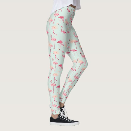 Retro-Flamingo patroon Leggings (Rechts)