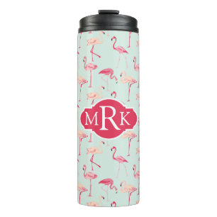 Retro-Flamingo patroon   Monogram Thermosbeker