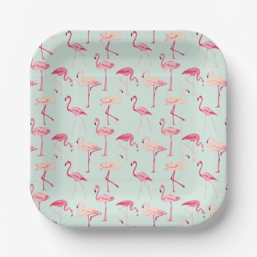 Retro-Flamingo patroon Papieren Bordje (Voorkant)