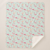 Retro-Flamingo patroon Sherpa Deken (Voorkant)