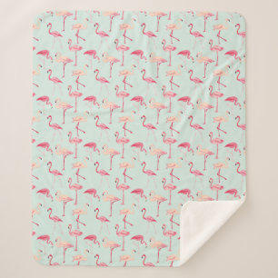 Retro-Flamingo patroon Sherpa Deken