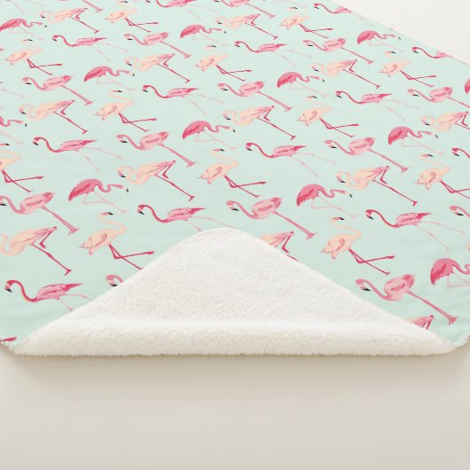 Retro-Flamingo patroon Sherpa Deken (3/4)