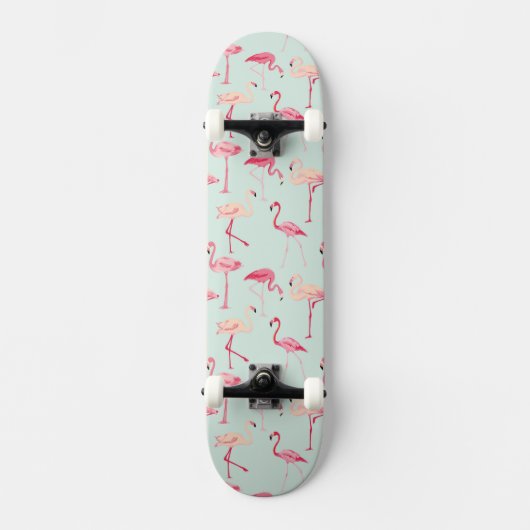 Retro-Flamingo patroon Skateboard (Voorkant)
