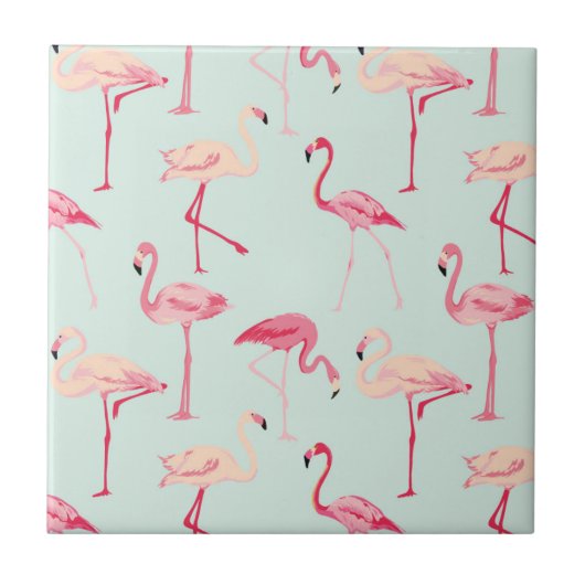 Retro-Flamingo patroon Tegeltje (Voorkant)