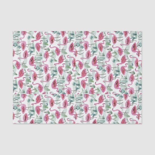 Retro Flamingo Pink White Decoupage Tissuepapier (Voorkant)