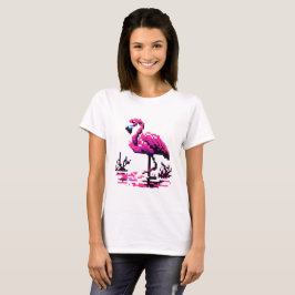 Retro Flamingo: Pixelated Waterside Elegance T-shirt