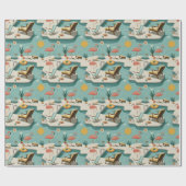 Retro Flamingo Poolside Summer Pattern (1) Cadeaupapier (Vlak)