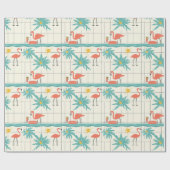Retro Flamingo Poolside Summer Pattern (2) Cadeaupapier (Vlak)