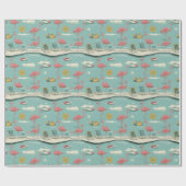 Retro Flamingo Poolside Summer Pattern (5) Cadeaupapier (Vlak)