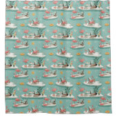 Retro Flamingo Poolside Summer Pattern (6) Douchegordijn (Voorkant)