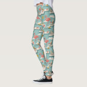 Retro Flamingo Poolside Summer Pattern (7) Leggings (Links)