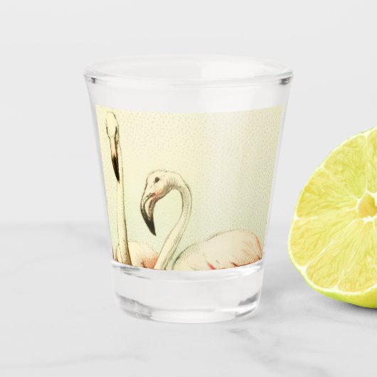 Retro Flamingo Shot Glas (Voorkant)