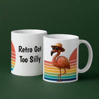 Retro Flamingo & Silly Vibes Mokkopduo – Vierkant Koffiemok