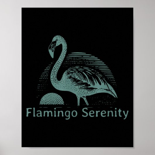 Retro Flamingo Sunset Funny 70s 80s 90s Men Women Poster (Voorkant)