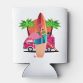 Retro Flamingo Surfsceen Strand Sfeer Blikjeskoeler (Achterkant)