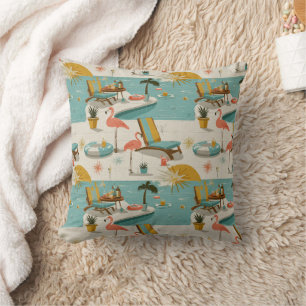Retro Flamingo Zwembad Zomer Patroon (10) Kussen