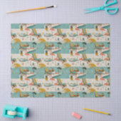 Retro Flamingo Zwembad Zomer Patroon (10) Tissuepapier (Craft)
