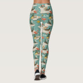 Retro Flamingo Zwembad Zomer Patroon (11) Leggings (Achterkant)