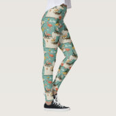 Retro Flamingo Zwembad Zomer Patroon (11) Leggings (Rechts)
