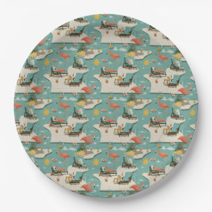 Retro Flamingo Zwembad Zomer Patroon (11) Papieren Bordje