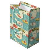 Retro Flamingo Zwembad Zomer Patroon (4) Medium Cadeauzakje (Achterkant Gekanteld)