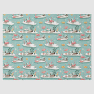 Retro Flamingo Zwembad Zomer Patroon (6) Tissuepapier