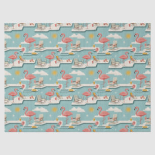 Retro Flamingo Zwembad Zomer Patroon (7) Tissuepapier