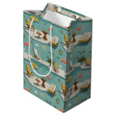 Retro Flamingo Zwembad Zomer Patroon (9) Medium Cadeauzakje (Achterkant Gekanteld)