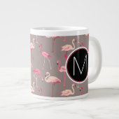 Retro Flamingos | Monogram Extra Grote Beker (Voorkant rechts)