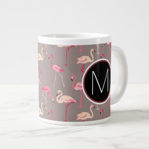 Retro Flamingos   Monogram Extra Grote Beker