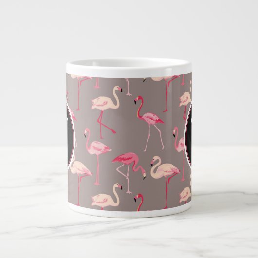 Retro Flamingos | Monogram Extra Grote Beker (Voorkant)