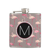 Retro Flamingos | Monogram Heupfles (Voorkant)