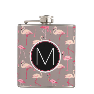 Retro Flamingos   Monogram Heupfles