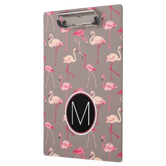 Retro Flamingos | Monogram Klembord (Links)