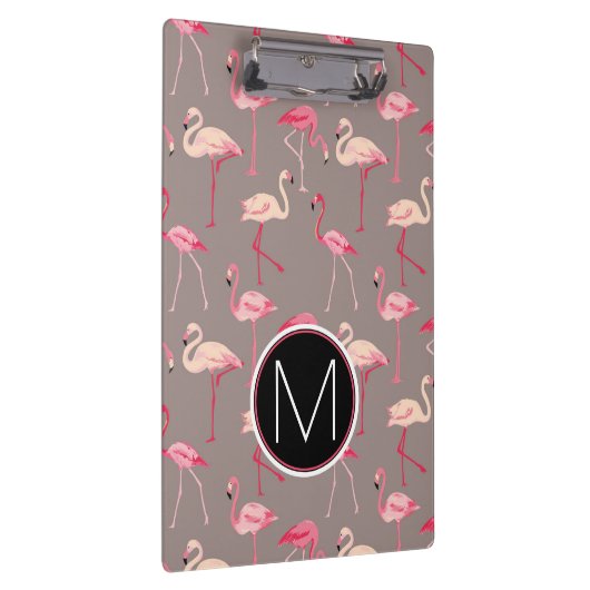 Retro Flamingos | Monogram Klembord (Rechts)