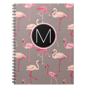 Retro Flamingos   Monogram Notitieboek