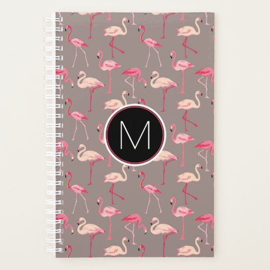 Retro Flamingos | Monogram Planner (Voorkant)
