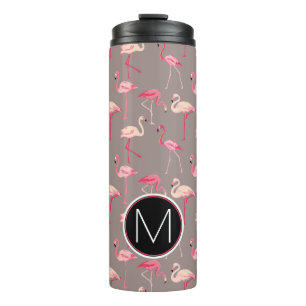 Retro Flamingos Monogram Thermosbeker