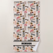 Retro Flamingos Palms  zonnebril Strandlaken (Voorkant)