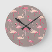 Retro Flamingos Ronde Klok (Voorkant)