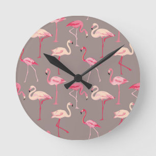 Retro Flamingos Ronde Klok