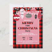 Retro Flannel fête de Noël Ornement Invitation (Devant)