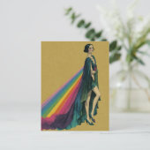 Retro Flapper Vrouw in een Regenboog Kaap Briefkaart (Staand voorkant)