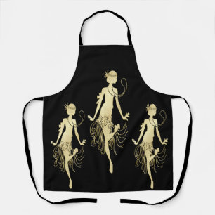 Retro Flappers zwarte achtergrond Schort