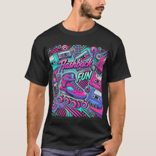 Retro Flashback Fun Roller Schaats en Cassette Art T-shirt