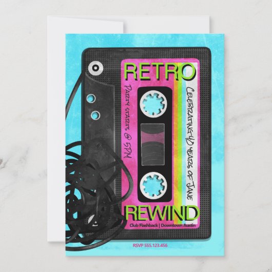 Retro Flashback verjaardagsfeestje Kaart (Voorkant)