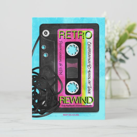 Retro Flashback verjaardagsfeestje Kaart (Staand voorkant)