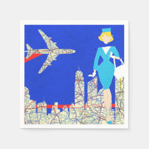 Retro Flight Attendant Papieren servetten