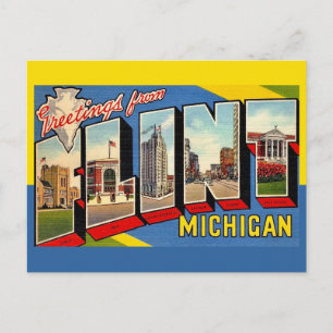 Retro Flint Michigan Groet Briefkaart
