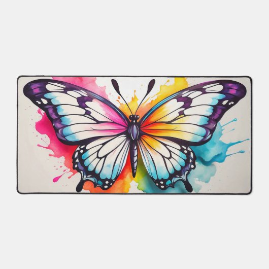 Retro Floating Butterfly Doodle Art Bureaumat (Voorkant)